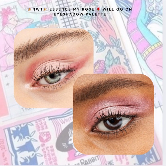 🏷️ rose pink shimmer metallic matte eye shadow palette or 6 with mirror - Picture 8 of 14